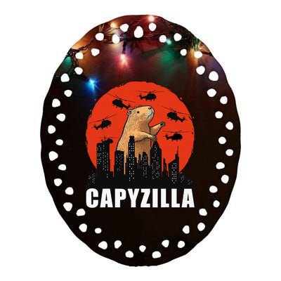 Capybara Funny Capybara Rodent Capyzilla Funny Ceramic Oval Ornament