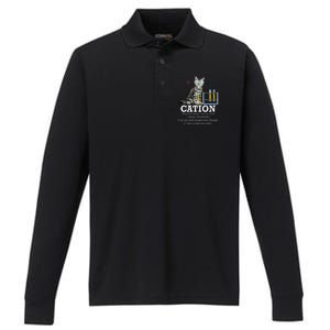 Cation Funny Chemistry Humor Science Teacher Cat Pun Performance Long Sleeve Polo