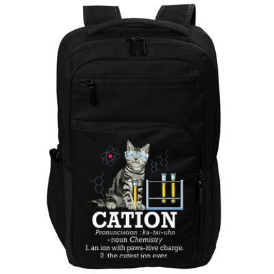 Cation Funny Chemistry Humor Science Teacher Cat Pun Impact Tech Backpack