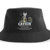 Cation Funny Chemistry Humor Science Teacher Cat Pun Sustainable Bucket Hat