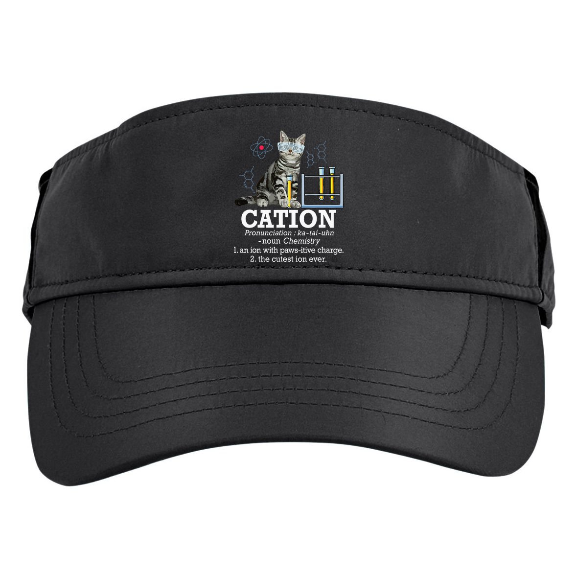 Cation Funny Chemistry Humor Science Teacher Cat Pun Adult Drive Performance Visor