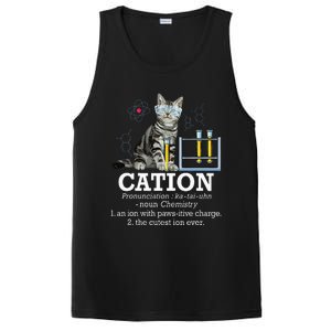 Cation Funny Chemistry Humor Science Teacher Cat Pun PosiCharge Competitor Tank