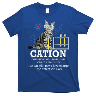 Cation Funny Chemistry Humor Science Teacher Cat Pun T-Shirt
