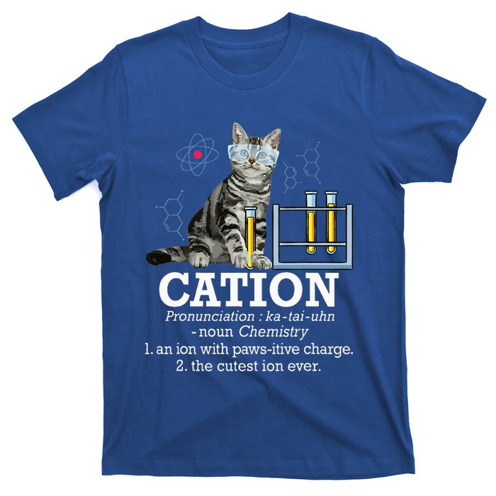 Cation Funny Chemistry Humor Science Teacher Cat Pun T-Shirt