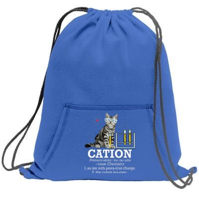 Cation Funny Chemistry Humor Science Teacher Cat Pun Sweatshirt Cinch Pack Bag