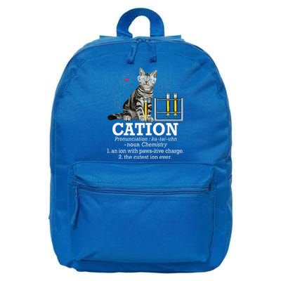 Cation Funny Chemistry Humor Science Teacher Cat Pun 16 in Basic Backpack