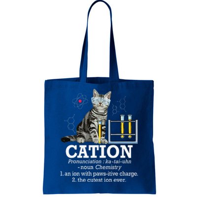 Cation Funny Chemistry Humor Science Teacher Cat Pun Tote Bag