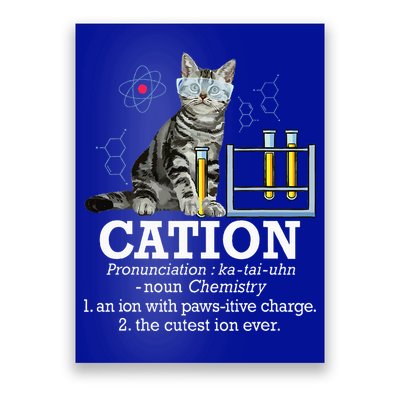 Cation Funny Chemistry Humor Science Teacher Cat Pun Poster