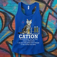Cation Funny Chemistry Humor Science Teacher Cat Pun Womens Tank Top