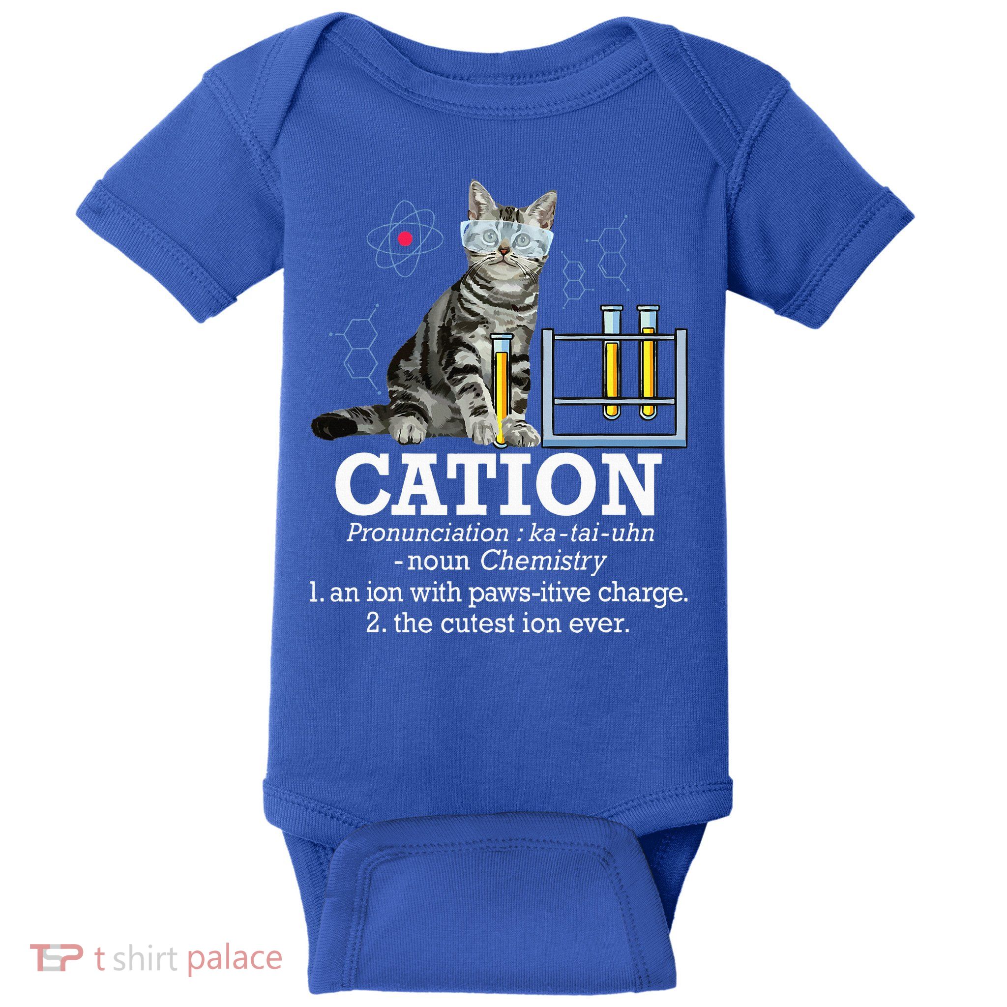 Cation Funny Chemistry Humor Science Teacher Cat Pun Baby Bodysuit