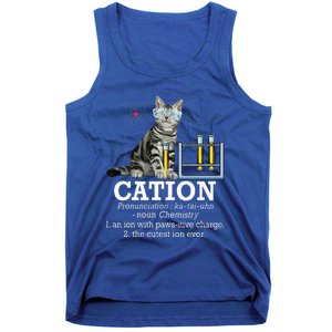 Cation Funny Chemistry Humor Science Teacher Cat Pun Tank Top