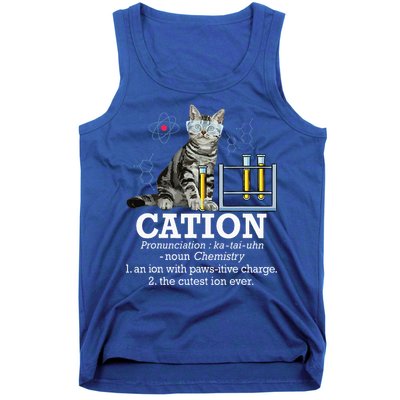 Cation Funny Chemistry Humor Science Teacher Cat Pun Tank Top