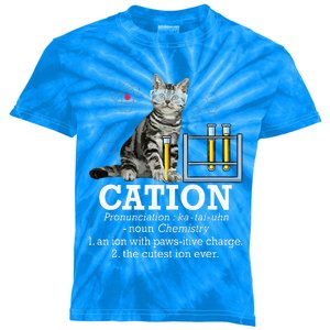 Cation Funny Chemistry Humor Science Teacher Cat Pun Kids Tie-Dye T-Shirt