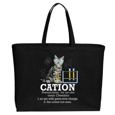 Cation Funny Chemistry Humor Science Teacher Cat Pun Cotton Canvas Jumbo Tote