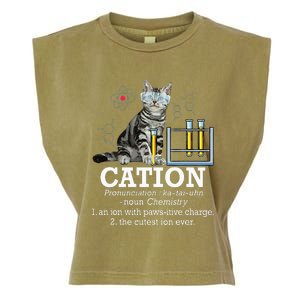 Cation Funny Chemistry Humor Science Teacher Cat Pun Garment-Dyed Women's Muscle Tee