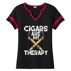 Cool Funny Cigar For Men Cigars Are My Therapy Ladies Halftime Notch Neck Tee