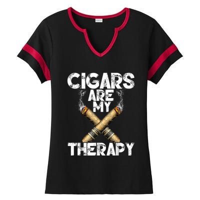 Cool Funny Cigar For Men Cigars Are My Therapy Ladies Halftime Notch Neck Tee