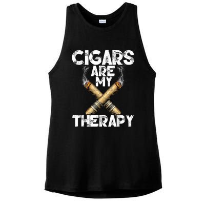 Cool Funny Cigar For Men Cigars Are My Therapy Ladies PosiCharge Tri-Blend Wicking Tank