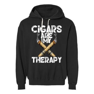 Cool Funny Cigar For Men Cigars Are My Therapy Garment-Dyed Fleece Hoodie