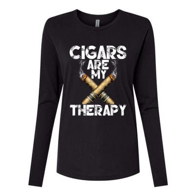 Cool Funny Cigar For Men Cigars Are My Therapy Womens Cotton Relaxed Long Sleeve T-Shirt