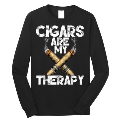 Cool Funny Cigar For Men Cigars Are My Therapy Long Sleeve Shirt