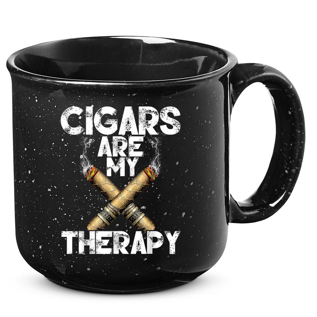 Cool Funny Cigar For Men Cigars Are My Therapy 15oz Campfire Ceramic Mug