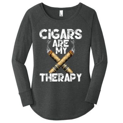 Cool Funny Cigar For Men Cigars Are My Therapy Women's Perfect Tri Tunic Long Sleeve Shirt