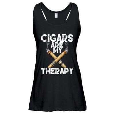 Cool Funny Cigar For Men Cigars Are My Therapy Ladies Essential Flowy Tank