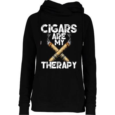 Cool Funny Cigar For Men Cigars Are My Therapy Womens Funnel Neck Pullover Hood