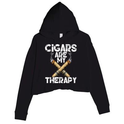 Cool Funny Cigar For Men Cigars Are My Therapy Crop Fleece Hoodie