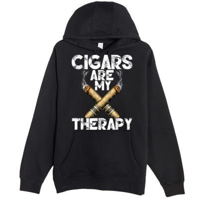 Cool Funny Cigar For Men Cigars Are My Therapy Premium Pullover Hoodie