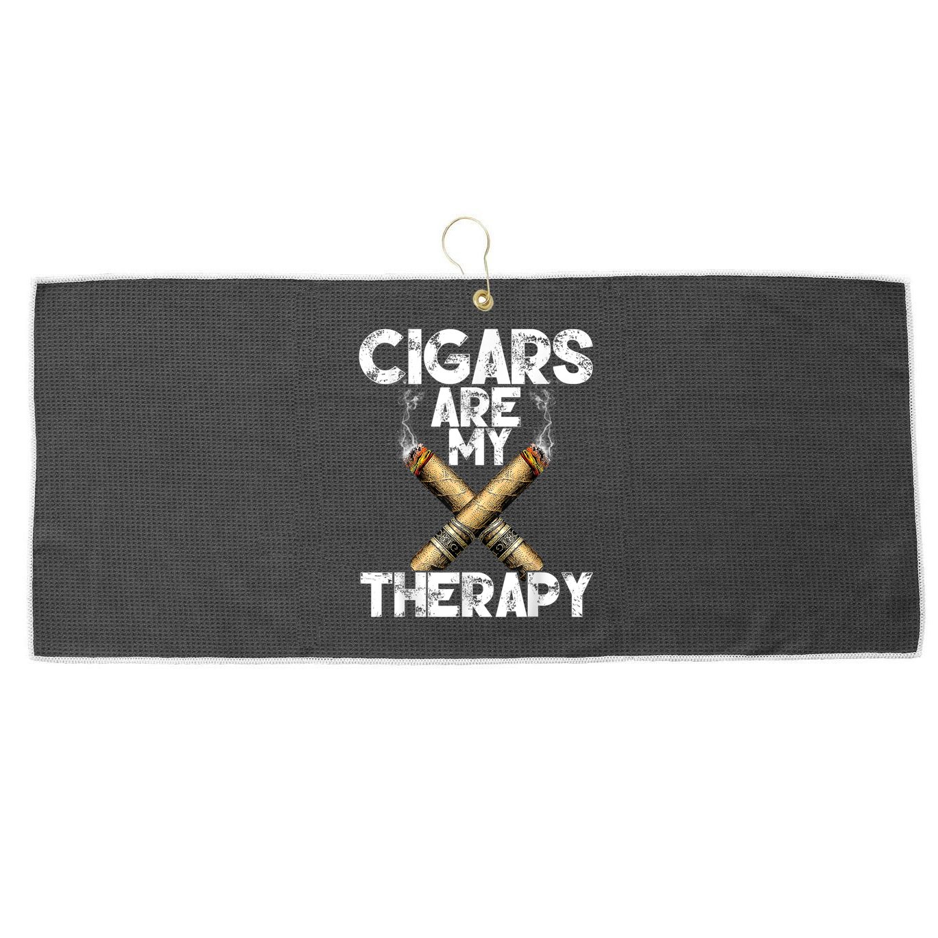 Cool Funny Cigar For Men Cigars Are My Therapy Large Microfiber Waffle Golf Towel