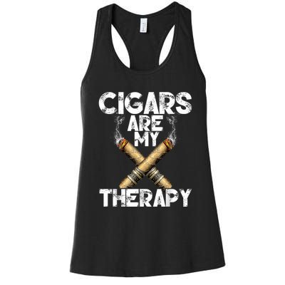 Cool Funny Cigar For Men Cigars Are My Therapy Women's Racerback Tank