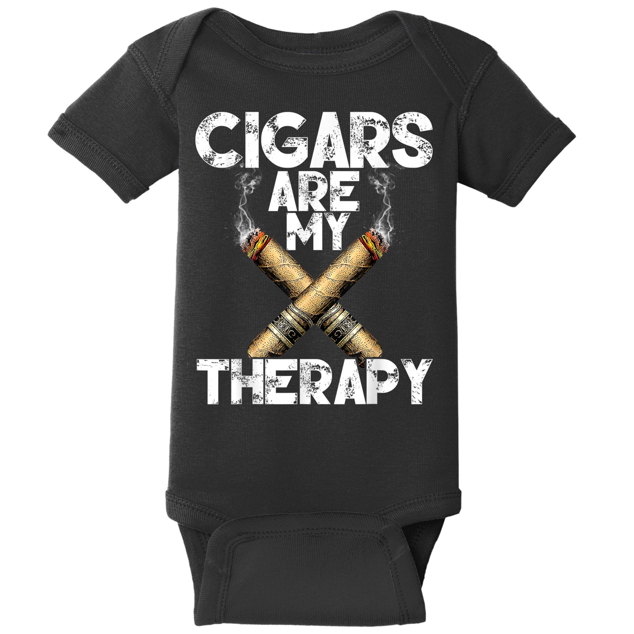 Cool Funny Cigar For Men Cigars Are My Therapy Baby Bodysuit