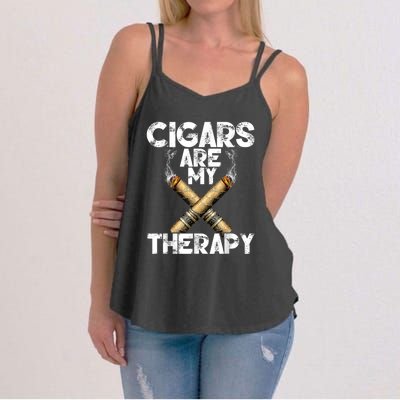 Cool Funny Cigar For Men Cigars Are My Therapy Women's Strappy Tank