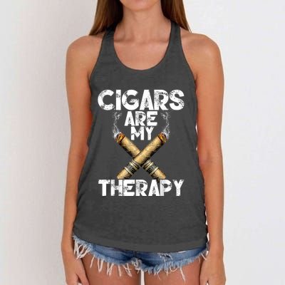 Cool Funny Cigar For Men Cigars Are My Therapy Women's Knotted Racerback Tank