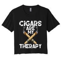 Cool Funny Cigar For Men Cigars Are My Therapy Women's Crop Top Tee