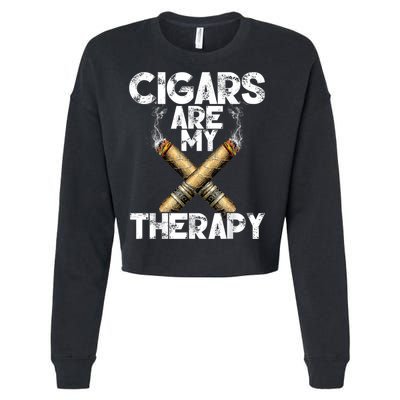 Cool Funny Cigar For Men Cigars Are My Therapy Cropped Pullover Crew