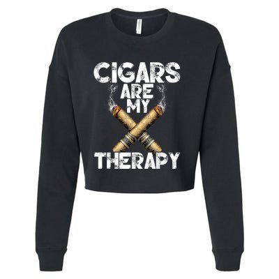 Cool Funny Cigar For Men Cigars Are My Therapy Cropped Pullover Crew