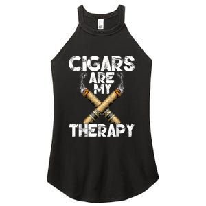 Cool Funny Cigar For Men Cigars Are My Therapy Women's Perfect Tri Rocker Tank