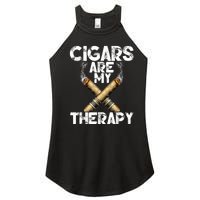 Cool Funny Cigar For Men Cigars Are My Therapy Women's Perfect Tri Rocker Tank