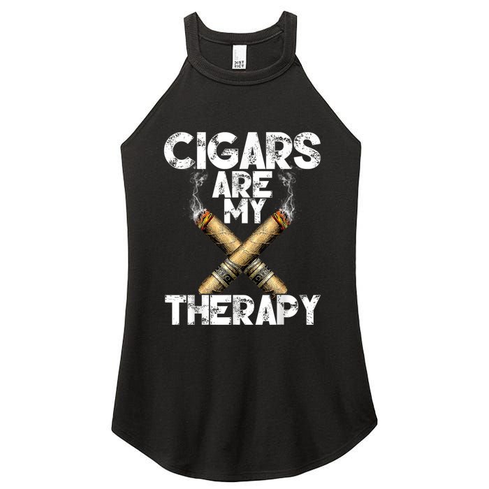 Cool Funny Cigar For Men Cigars Are My Therapy Women's Perfect Tri Rocker Tank