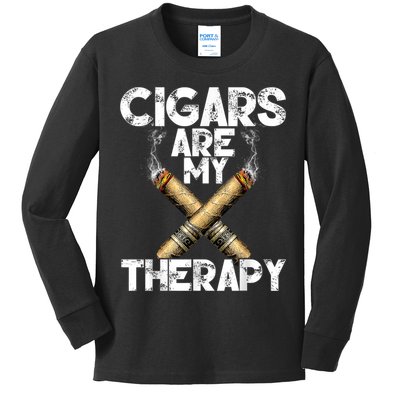 Cool Funny Cigar For Men Cigars Are My Therapy Kids Long Sleeve Shirt
