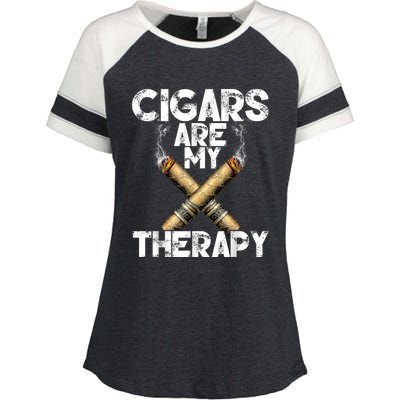 Cool Funny Cigar For Men Cigars Are My Therapy Enza Ladies Jersey Colorblock Tee