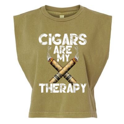 Cool Funny Cigar For Men Cigars Are My Therapy Garment-Dyed Women's Muscle Tee