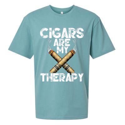 Cool Funny Cigar For Men Cigars Are My Therapy Sueded Cloud Jersey T-Shirt