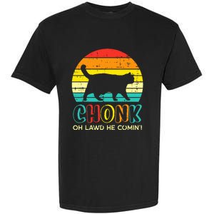 Chonk Fat Cat Meme Sunset Funny Black Kitten Garment-Dyed Heavyweight T-Shirt