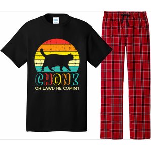 Chonk Fat Cat Meme Sunset Funny Black Kitten Pajama Set