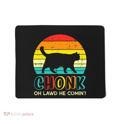 Chonk Fat Cat Meme Sunset Funny Black Kitten Mousepad