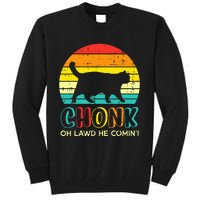 Chonk Fat Cat Meme Sunset Funny Black Kitten Tall Sweatshirt